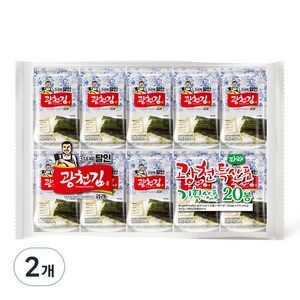 광천김 3대째 달인 파래 도시락김 20봉, 80g, 2개