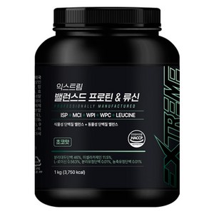 익스트림 밸런스드 프로틴 & 류신 초코맛 복합 파우더, 1개, 1kg