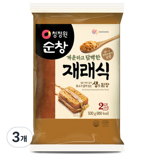 청정원순창 개운하고 담백한 재래식 생된장, 3개, 500g