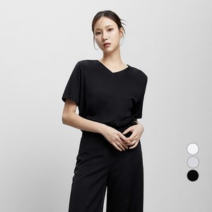 미쏘 여성용 통기성 수피마 코튼 브이넥 반팔 티셔츠
