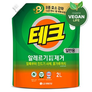 테크 알레르기 원인물질 제거 일반용 액상세제 리필, 2L, 1개