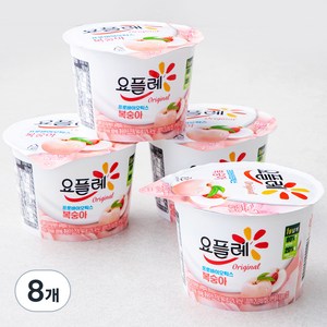 요플레 오리지날 요거트 복숭아, 180g, 8개