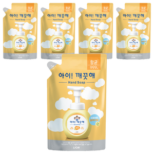 아이깨끗해 순 핸드워시 파우더향 리필용, 450ml, 5개