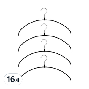 마와 논슬립 옷걸이 이코노믹라이트 40PT, 블랙, 16개