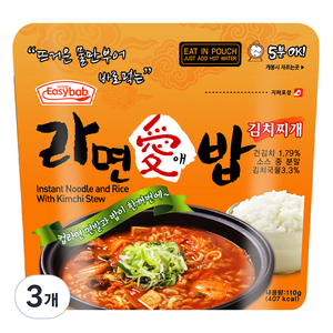 이지밥 라면애밥 김치찌개, 110g, 3개