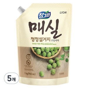 참그린 매실 청정 설거지 세제 리필, 1kg, 5개