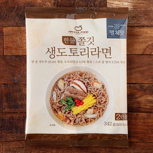 한둘푸드 쫄깃 생도토리 라면 멸치맛 2인분, 342g, 1개