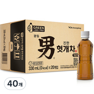 광동진한헛개차 그린 무라벨, 330ml, 40개