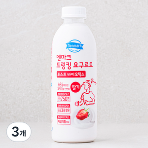 덴마크 드링킹 요구르트 포스트 바이오틱스 딸기, 750ml, 3개