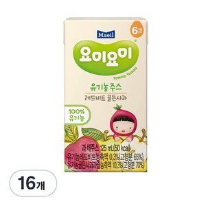 요미요미 맘마밀 유기농 레드비트 골든사과 주스, 125ml, 16개