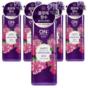 온더바디 퍼퓸 약산성 해피브리즈 바디워시 로즈 앤드 아이리스향, 900g, 5개