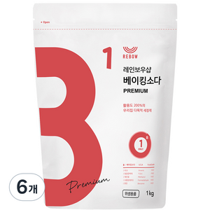 레인보우샵 베이킹소다 프리미엄, 1kg, 6개