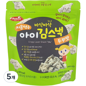 베베스트 처음먹는 아이 김스낵, 두부맛, 17g, 5개