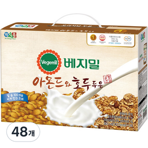 베지밀 아몬드와 호두두유, 190ml, 48개