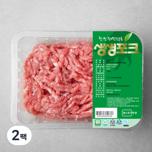 생생포크 무항생제 인증 한돈 앞다리 다짐육, 800g, 2팩