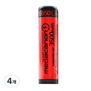 메가캐논 18650 보호회로 충전지 3500mAh 레드, 1개입, 4개