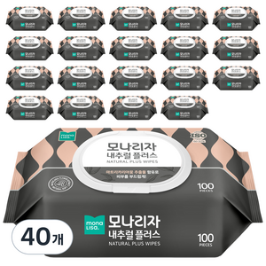 모나리자 내추럴 플러스 물티슈 캡형, 100매입, 40개