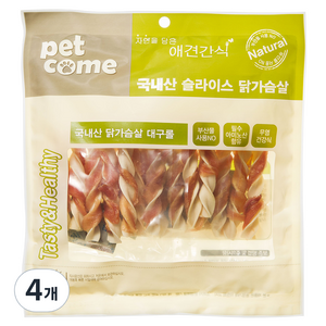 펫컴 국내산 애견간식, 닭가슴살, 200g, 4개