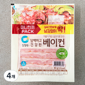 청정원 담백하고 건강한 베이컨, 80g, 4개