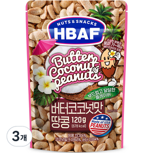 바프 넛츠앤스낵스 버터코코넛맛 땅콩, 120g, 3개