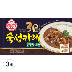 오뚜기 3일 숙성카레 순한맛 고형, 200g, 3개