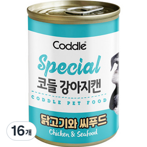 코들 강아지 캔, 닭고기와 씨푸드, 400g, 16개