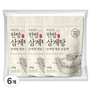 한방선생 국내산 삼계탕 재료, 100g, 6개