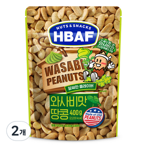 바프 넛츠앤스낵스 와사비맛 땅콩, 400g, 2개