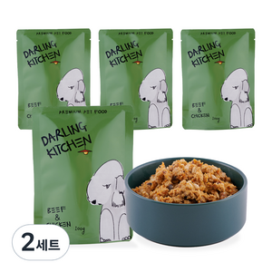 달링키친 생후2개월이상 강아지 자연화식 사료 4p, 소, 400g, 2세트