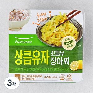 풀무원 상큼유자 꼬들무 장아찌, 220g, 3개