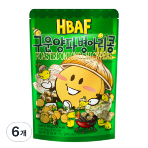 바프 구운양파맛 병아리콩, 90g, 6개