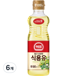 해표 맑고 신선한 식용유, 900ml, 6개