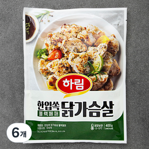 하림 한입쏙 닭가슴살 블랙페퍼, 6개, 400g