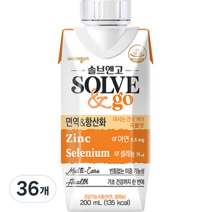 웅진 솔브앤고 음료 면역 & 항산화 곡물맛, 200ml, 36개