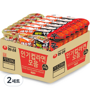 농심 신라면 65g 6개 + 새우탕 67g 6개 + 튀김우동 62g 6개 + 짜파게티범벅 70g 6개 세트, 2세트