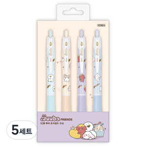 자바펜 쭈바프렌즈 N 제트라인 0.38mm 4종 세트, 퍼플, 민트, 피치, 블루, 5세트