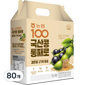 농협 100 국산콩 통째로 검은콩 17곡 두유, 80개, 190ml