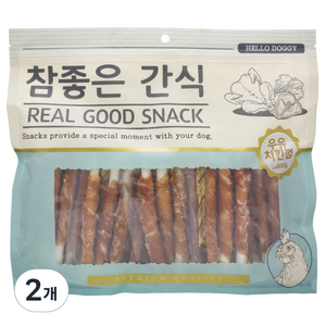 헬로도기 참좋은간식 강아지 건조간식, 우유치킨껌, 600g, 2개