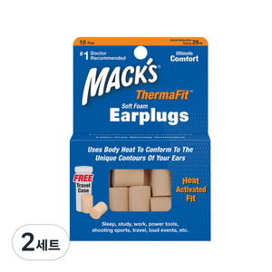 Macks 소프트폼 귀마개 20p + 케이스 ThemaFit 9510-TC, 2개, 10쌍