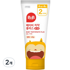 비앤비 유아용 베이비 치약 플러스 겔 딸기, 40g, 2개