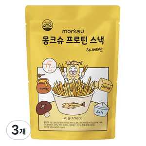 몽크슈 프로틴 황태 스낵 허니버터맛, 20g, 3개