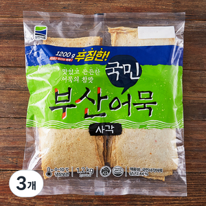 국민 사각 어묵 30장, 1.2kg, 3개