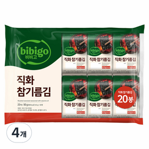 비비고 직화 참기름김, 90g, 4개