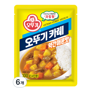 오뚜기 카레 과립형 약간매운맛, 6개, 100g