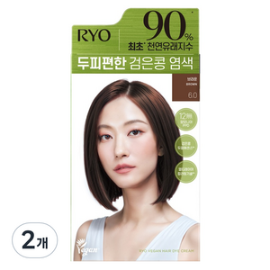 려 두피편한 검은콩 염색제 120g, 6.0 브라운, 2개