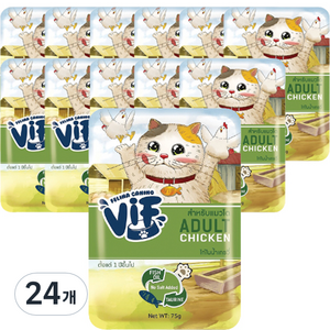 VIF 고양이 어덜트 습식 파우치 간식, 혼합맛(닭고기/그레이비), 75g, 24개