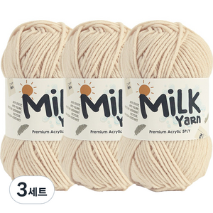 니뜨 밀크얀 뜨개실 50g x 3p + 코튼라벨 세트, 41연베이지, 3세트