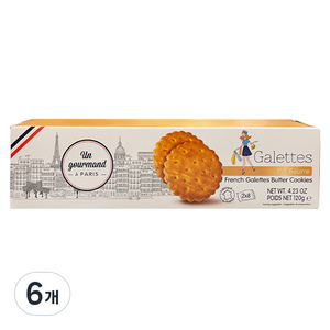 파티셰리 갈렛 버터 쿠키, 120g, 6개