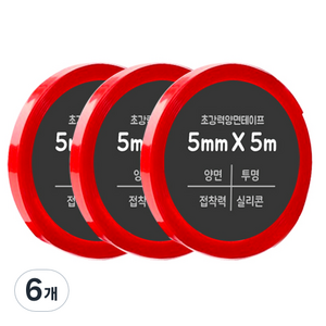 다다 초강력 양면테이프 5mm x 5m, 투명, 6개