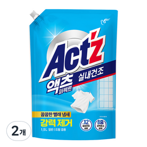 액츠 퍼펙트 실내건조 액상세제 리필, 1.5L, 2개